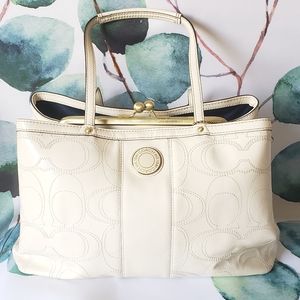 Coach Signature patent leather carryall